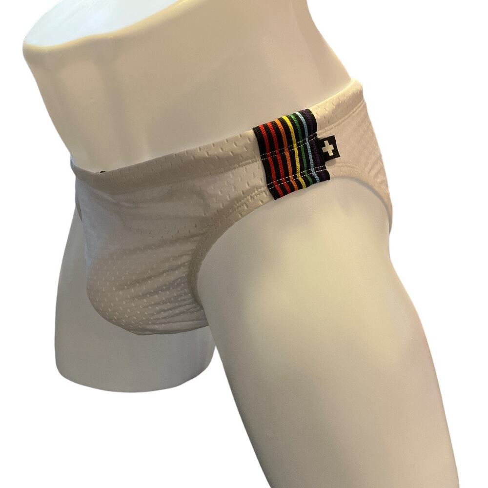 Andrew Christian Luxe Mesh Pride Bikini White Large